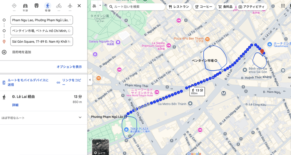 ベンタイン市場、サイゴンスクエア。タカプラザの地図