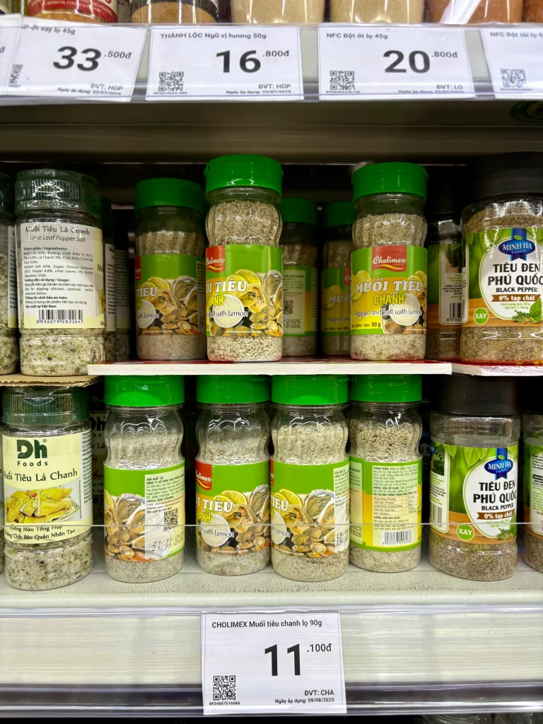 WinMartで購入できるベトナムのライム塩（Muoi Tieu Chanh）のパッケージ