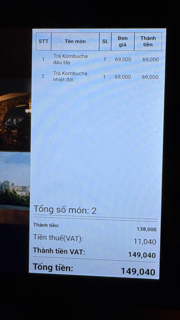 Chạng Vạng Rooftop　会計レシート